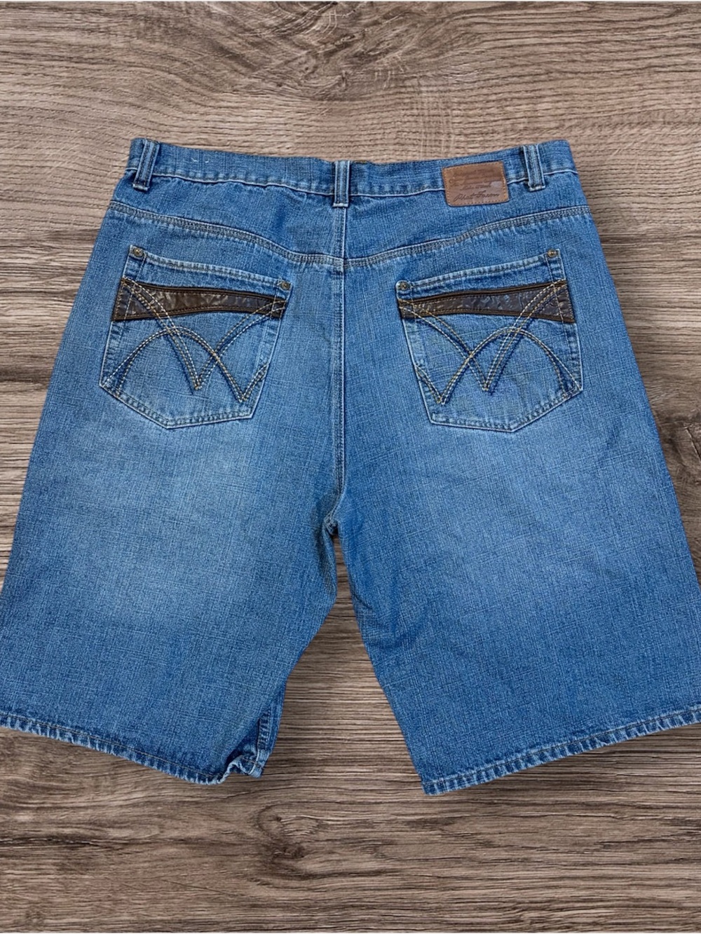 Phat Farm Blue Denim Jean Shorts with Contrasting Pocket Trim